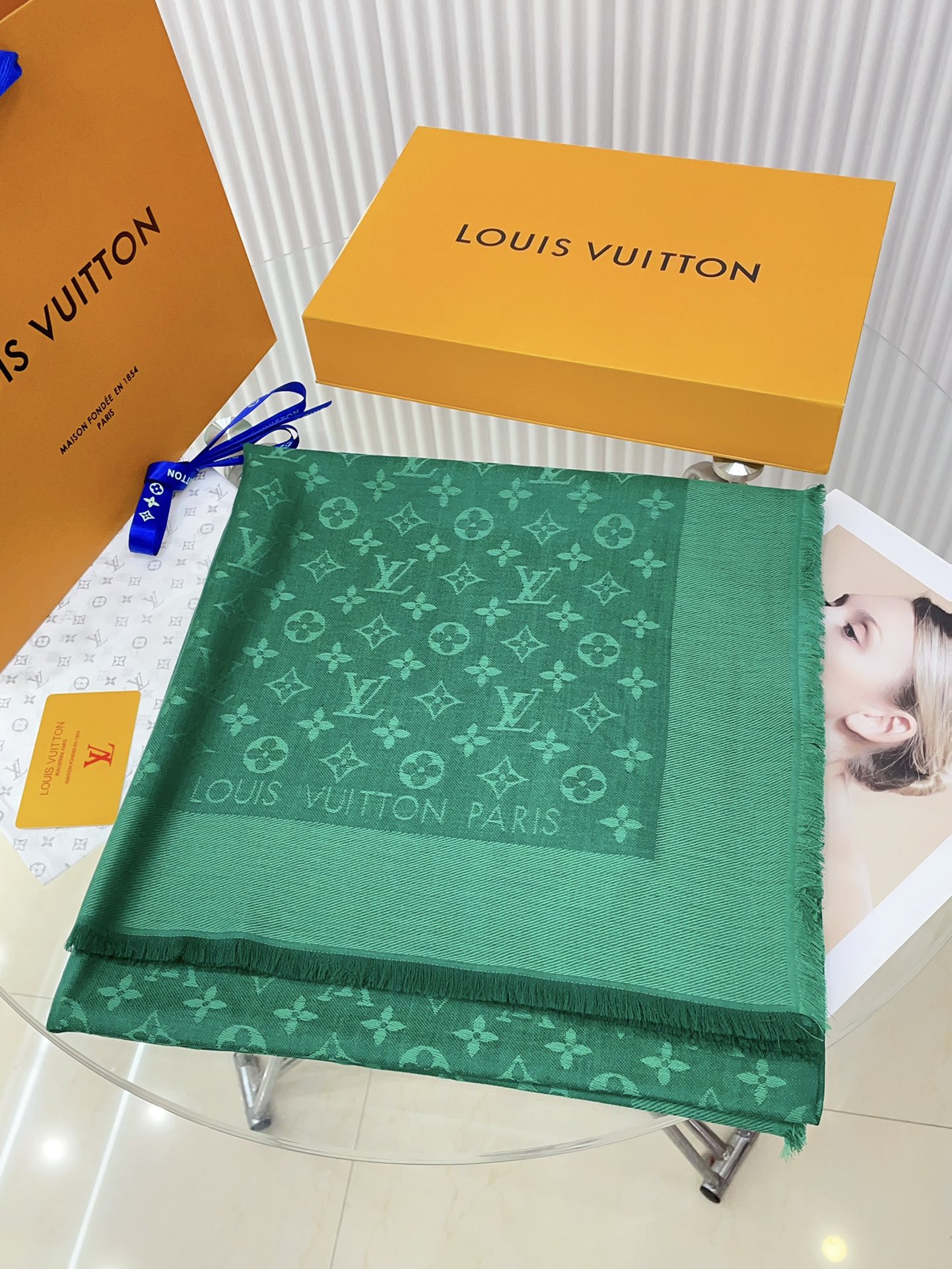 LV Monogram Denim Shawls M75498 Green